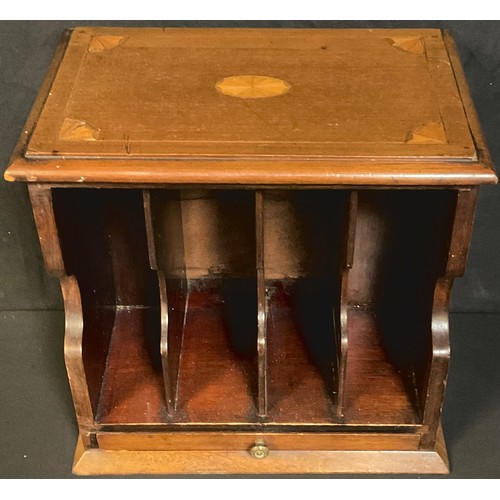 93 - An Edwardian mahogany and marquetry country house correspondence cabinet, oversailing rectangular to... 