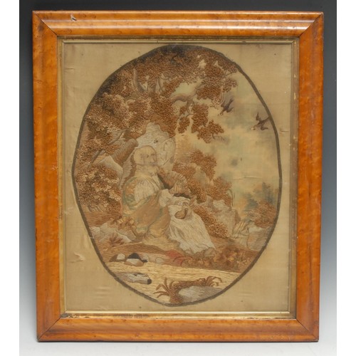 98 - A George III silk picture, depicting St James, 41cm x 33cm