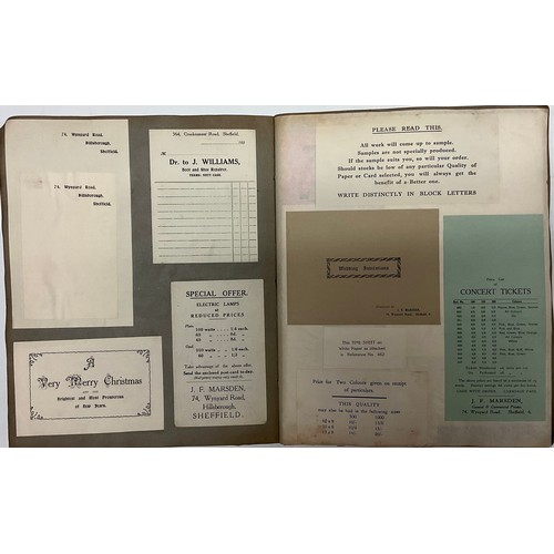 3277 - Advertising - J.F. Marsden, Printers of Hillsborough, Sheffield, c. 1930, three proof sample books o... 