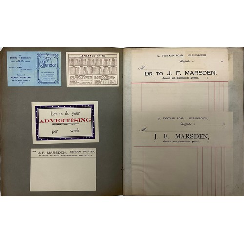 3277 - Advertising - J.F. Marsden, Printers of Hillsborough, Sheffield, c. 1930, three proof sample books o... 