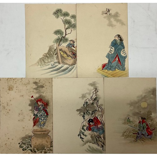 3332 - Japan - Japanese School (late Meiji/early Taishō period), a set of nine card narrative leaves, each ... 