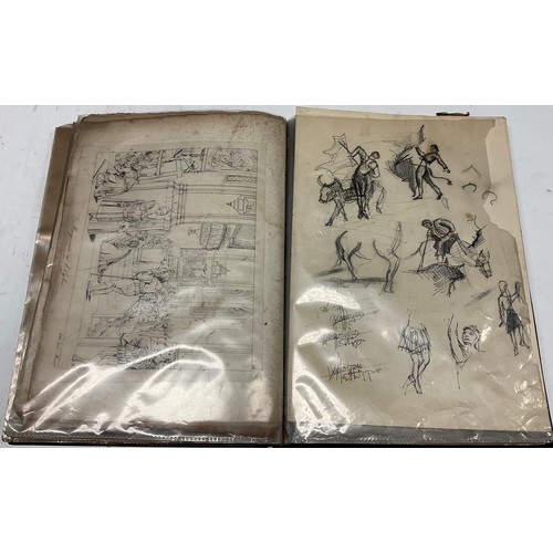 3328 - Two Victorian scrap books, the largest of which has linen pages, each typically illustrated with mix... 