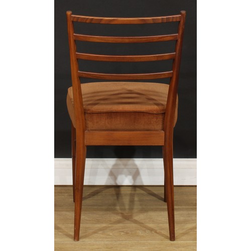 101 - Mid-century Design - a set of six retro afromosia dining chairs, by Meredew Furniture, 84.5cm high, ... 