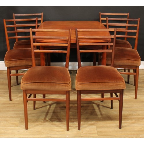 101 - Mid-century Design - a set of six retro afromosia dining chairs, by Meredew Furniture, 84.5cm high, ... 