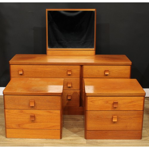 107 - A pair of retro mid-20th century Stag Cantata bedside cabinets, 49cm high, 56cm wide, 43.5cm deep; a... 