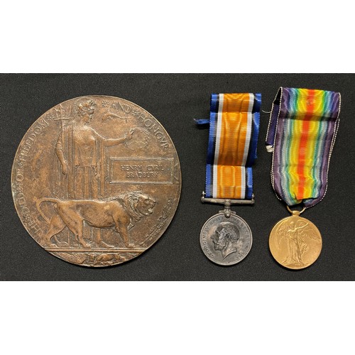 3011 - WW1 British Medal Group to 07167 Pte Henry Cyril Bradbury, Army Ordnance Corps comprising of Death P... 