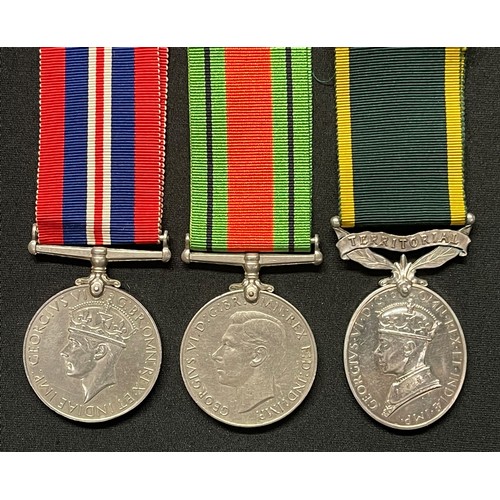 3026 - WW2 British Efficiency Medal, War Medal and Defence Medal to 862347 Gnr D Melville, RA. Complete wit... 
