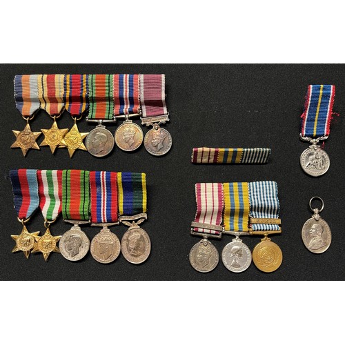 3032 - WW2 British Miniature Medal Groups: 1939-45 Star, Italy Star, Defence Medal, War Medal and Efficienc... 