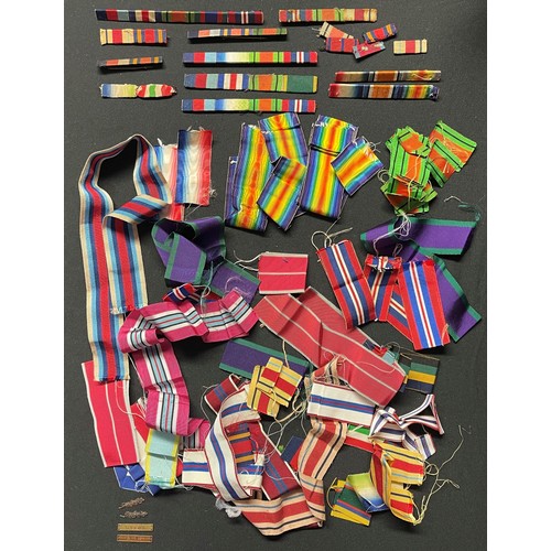 3035 - British Medal Ribbons and ribbon bars plus two MiD Oakleaves and a France & Germany Clasp and a Burm... 