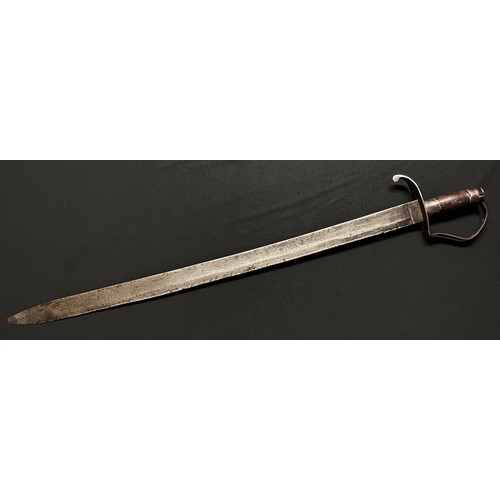 3050 - European Broadsword with fullered single edged blade 790 mm in length. No markings. Decorated guard ... 