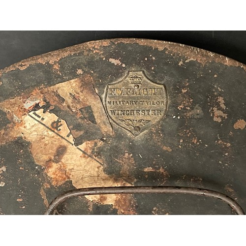 3055 - Victorian Pre 1881 Officers Helmet Tin named Lieut JC Bradshaw, 23rd Royal Welsh Fusiliers. Maker ma... 