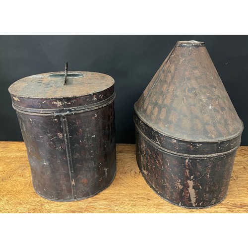 3060 - Pair of Victorian Cap Tins: One with with engraved brass plate to lid 