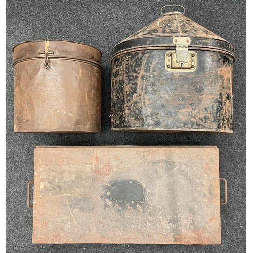 3062 - Two Officers tin cap tins, one with initials 
