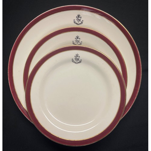 3063 - A collection of Officers Mess China pre WW1 and later: York & Lancaster Regiment Serving Bowl: LVII ... 