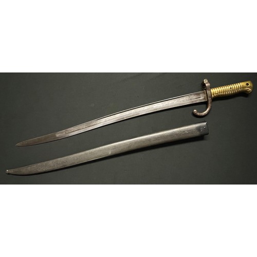 3068 - French Chassepot 1866 Pattern bayonet with fullered single edged blade, maker marked and dated 1878 ... 