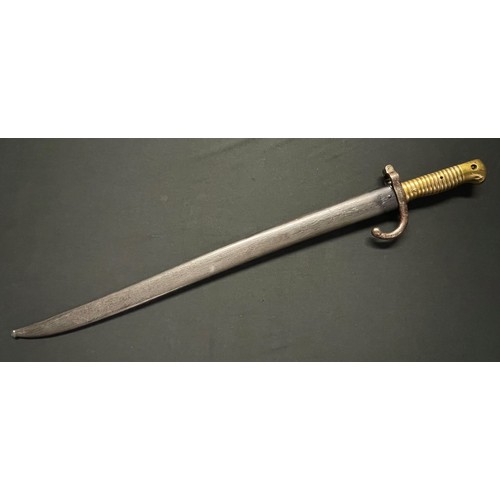 3068 - French Chassepot 1866 Pattern bayonet with fullered single edged blade, maker marked and dated 1878 ... 