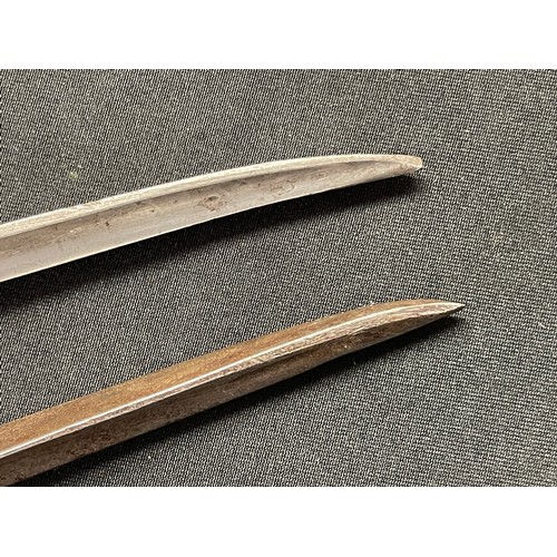 3075 - A near pair of steel socket bayonets: both with 400m long blades, one maker marked 