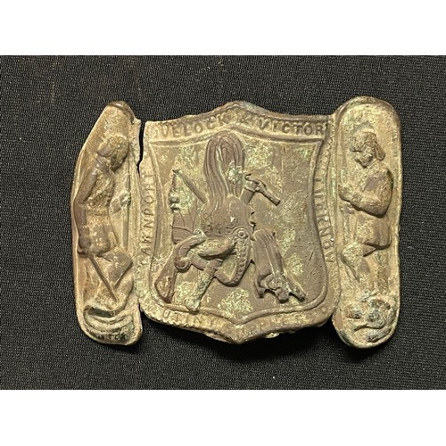 3076 - Indian Mutiny Commemorative Belt Buckle. Size 70mm x 53mm. Ground dug. Piled Arms to centre of the b... 