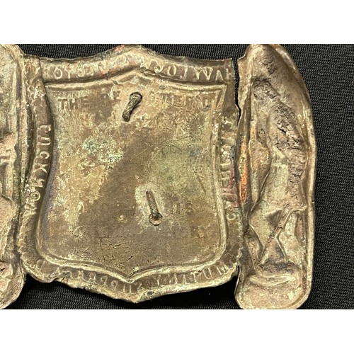 3076 - Indian Mutiny Commemorative Belt Buckle. Size 70mm x 53mm. Ground dug. Piled Arms to centre of the b... 