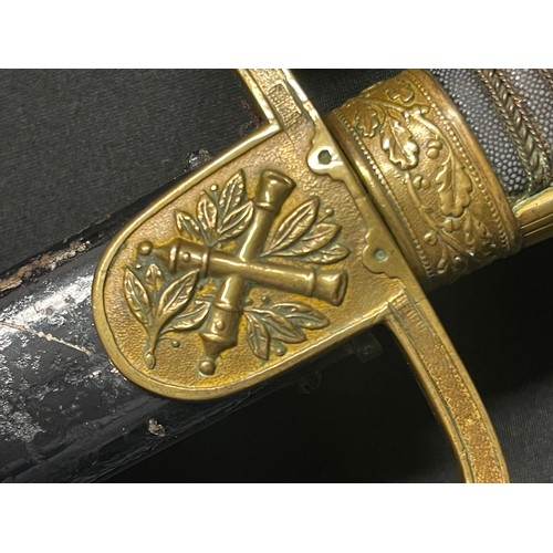 3102 - WW1 Imperial German Army Artillery officers Sword with single edged fullered blade maker marked 