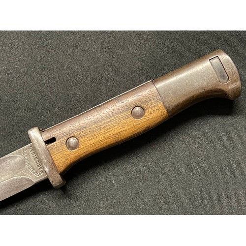 3108 - Weimar era reissue S84/98nA Mauser Bayonet with fullered single edge blade, 250mm in length, maker m... 