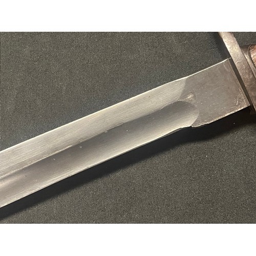 3113 - WW1 Imperial German 98/05nA Bayonet, sawback removed example with 365mm long fullered single edged b... 