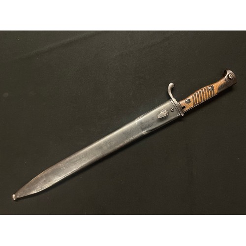 3113 - WW1 Imperial German 98/05nA Bayonet, sawback removed example with 365mm long fullered single edged b... 