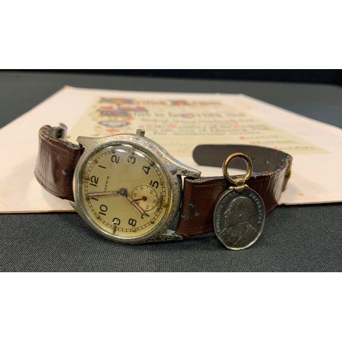 3114 - WW2 British Moeris 'ATP' Military issue stainless steel gentleman's wristwatch, silvered dial with A... 