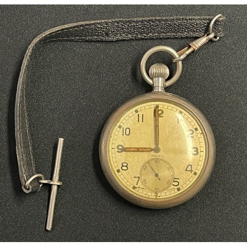 3116 - WW2 British Doxa GSTP pocket watch marked to reverse with WD Broad Arrow GSTP H00943. Enamel dial wi... 