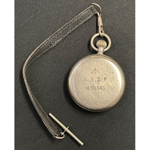 3116 - WW2 British Doxa GSTP pocket watch marked to reverse with WD Broad Arrow GSTP H00943. Enamel dial wi... 