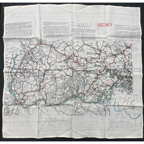 3131 - WW2 British RAF Silk Escape Map code letter X / Y. Shows escape routes to Switzerland. Double sided.