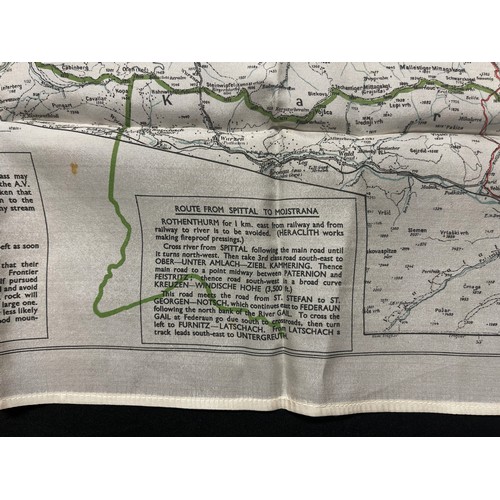 3132 - WW2 British RAF Silk Escape Map code letter X. Single sided. Shows the Tyrol, Southern Austria.