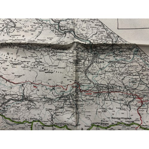 3132 - WW2 British RAF Silk Escape Map code letter X. Single sided. Shows the Tyrol, Southern Austria.