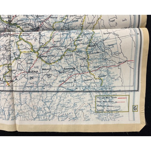 3134 - WW2 British RAF Silk Escape and Evasion Map code F/G of Scandinavia and the Baltic. Unsewn edge exam... 