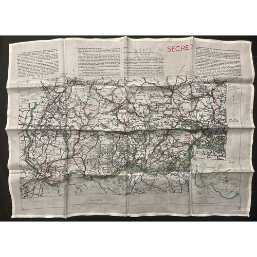 3135 - WW2 British RAF Silk Escape Map code letter Y. Shows escape routes to Switzerland. Single sided.