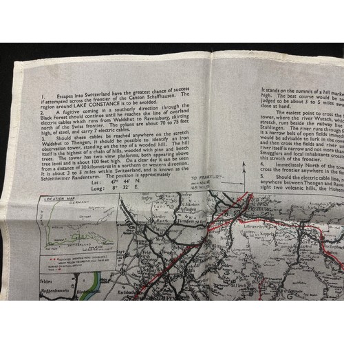 3135 - WW2 British RAF Silk Escape Map code letter Y. Shows escape routes to Switzerland. Single sided.