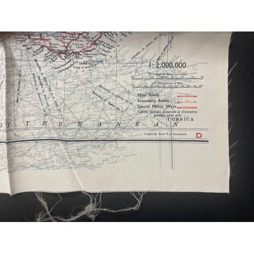 3136 - WW2 British RAF Silk Escape Map of France Code letter C/D.
