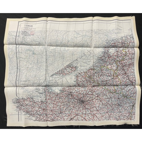 3138 - WW2 British RAF Silk Escape Map of France Code letter C/D.