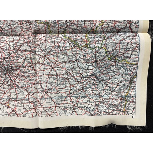 3138 - WW2 British RAF Silk Escape Map of France Code letter C/D.