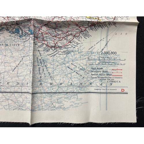 3138 - WW2 British RAF Silk Escape Map of France Code letter C/D.