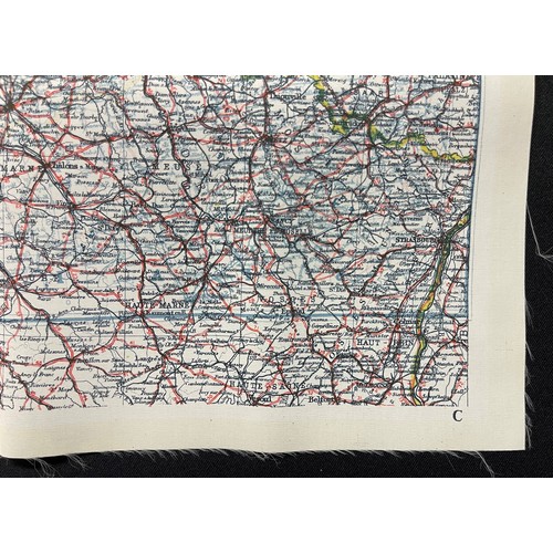 3139 - WW2 British RAF Silk Escape Map of France Code letter C/D.