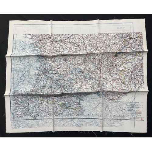 3139 - WW2 British RAF Silk Escape Map of France Code letter C/D.