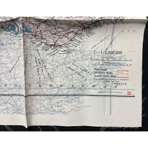 3139 - WW2 British RAF Silk Escape Map of France Code letter C/D.