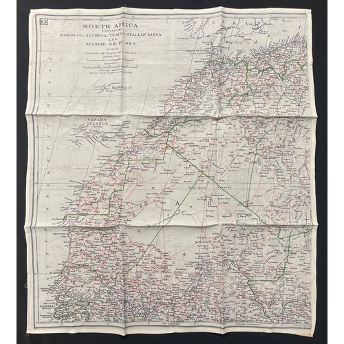 3140 - WW2 British RAF Silk Escape Map of North Africa Code Letter K2/K3.