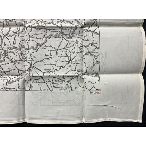 3147 - WW2 British RAF Silk Escape Map of France and Germany. Code letter 9C(a) / 9U/R. Double sided.