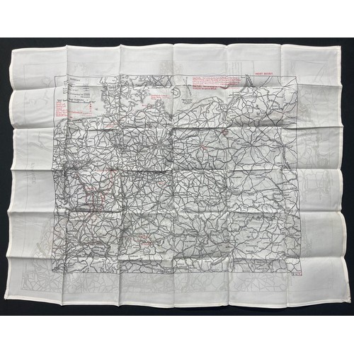 3148 - WW2 British RAF Silk Escape Map of France and Germany. Code letter 9C(a) / 9U/R. Double sided.