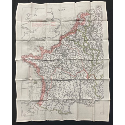 3149 - WW2 British RAF Silk Escape Map of France and Germany. Code letter 9C(a) / 9U/R. Double sided.