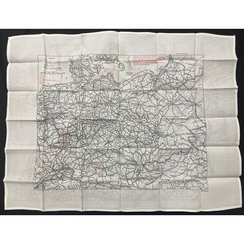 3149 - WW2 British RAF Silk Escape Map of France and Germany. Code letter 9C(a) / 9U/R. Double sided.