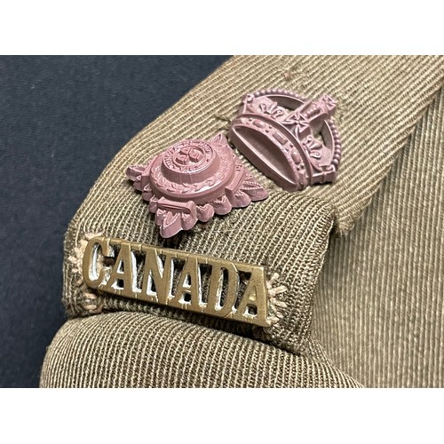 3182 - WW2 Royal Canadian Corps of Signals Officers Service Dress Jacket and Service Dress Cap: named to Lt... 