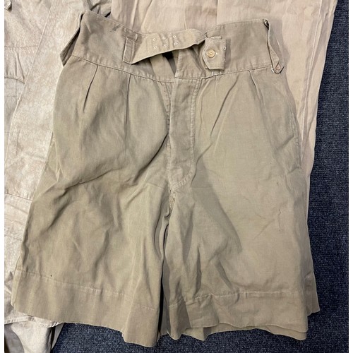 3186 - WW2 British Army Khaki Drill Officers Uniform collection comprising of : three KD shirts for a lieut... 